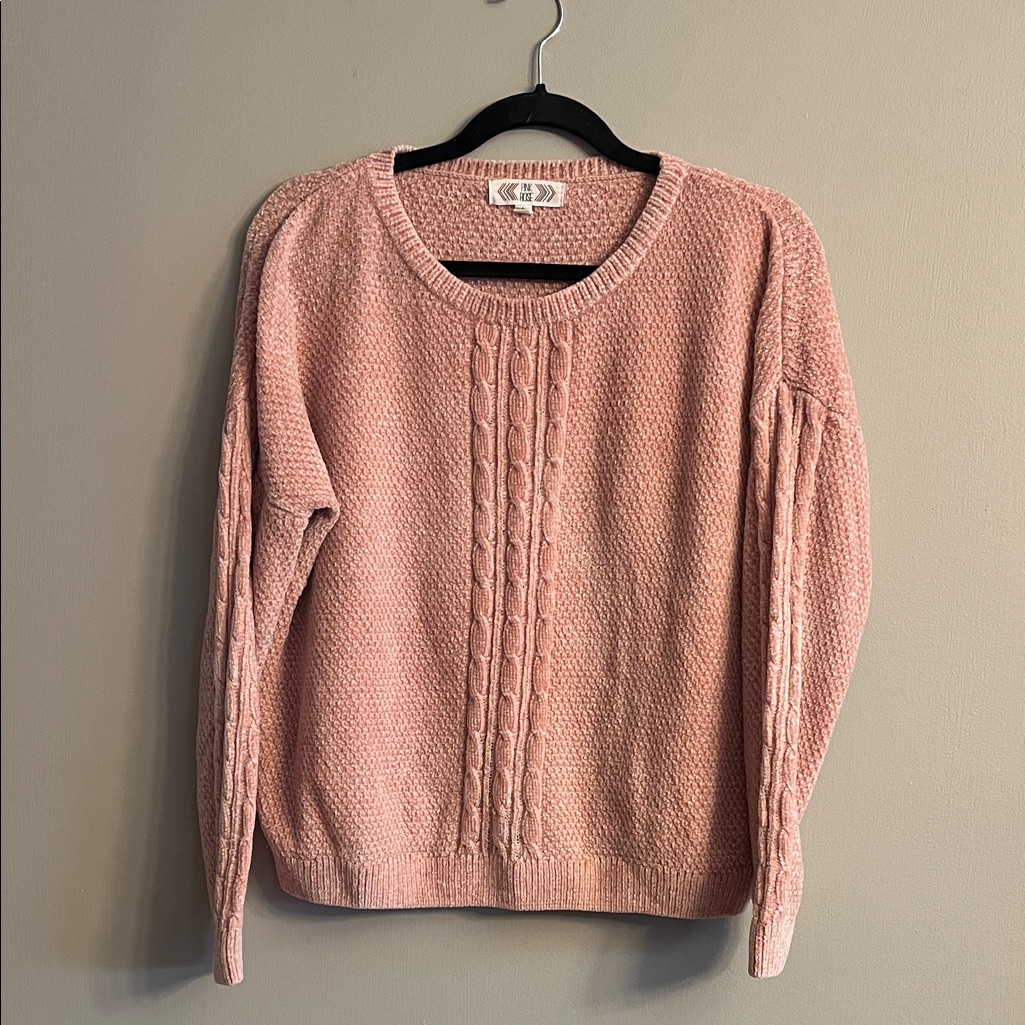 Pink Rose Cozy Pink Cable Knit Sweater